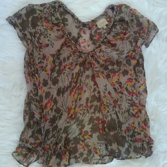 Anthropologie Silk Floral Top by Postella Size P - Picture 5 of 5